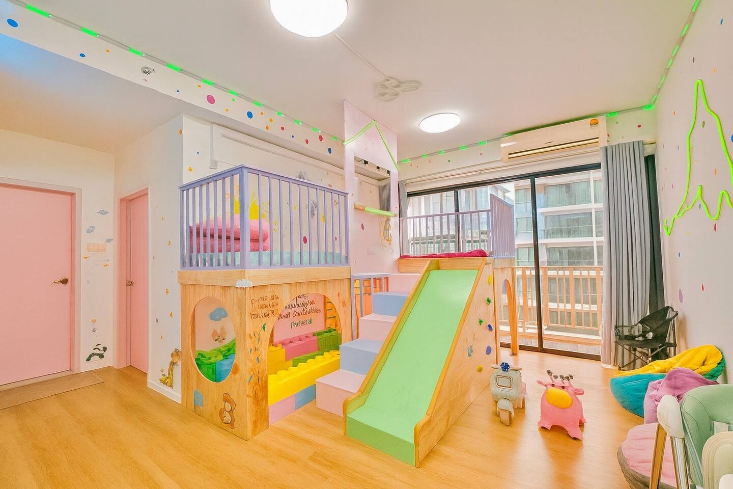 Indoor wooden playground at Mawar Melur Kidtopia