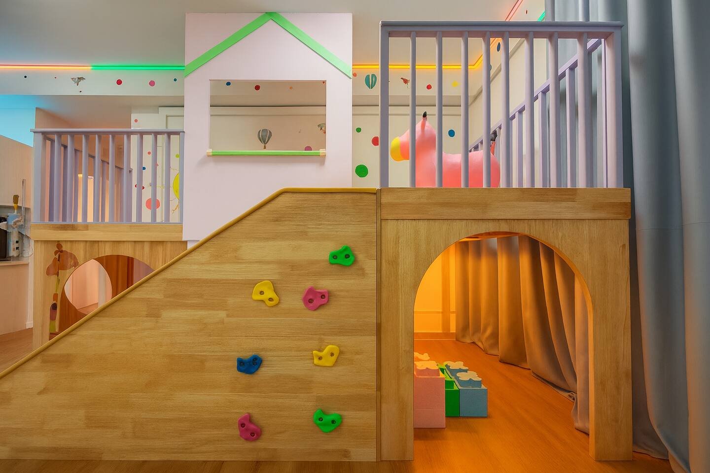 Indoor wooden playground play area